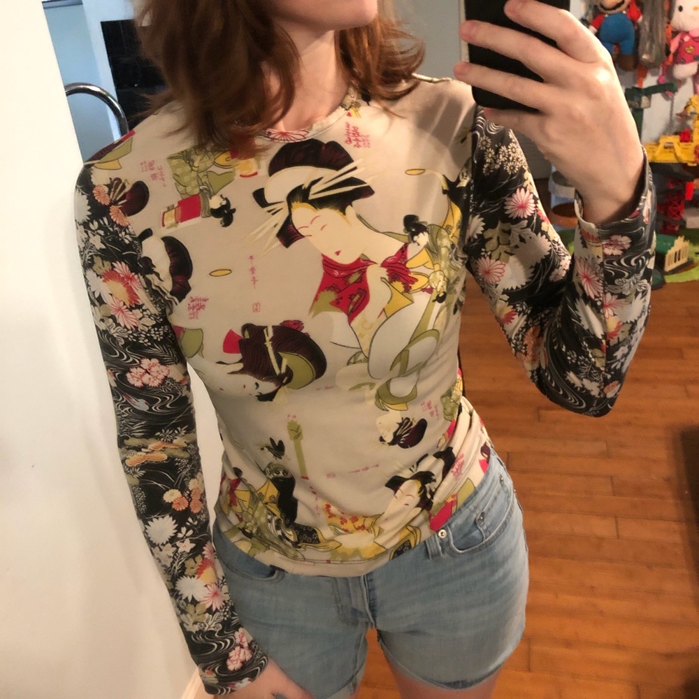 PRICE FIRM RAD Multicoloured long sleeve top with geisha design